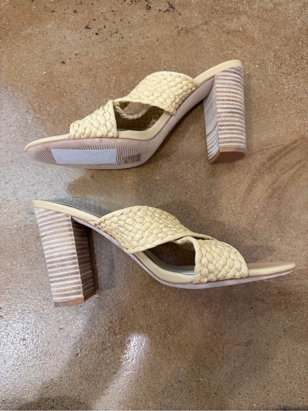 PAIGE Nova Raffia Mules Braided Crossover Sandals Size 9.5 NWOT Block Heel - Picture 4 of 7